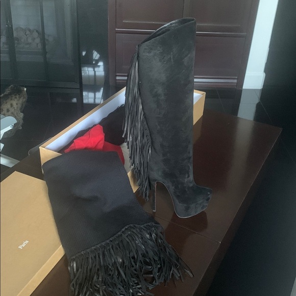 Christian Louboutin Black Fringe Boots - Picture 16 of 16